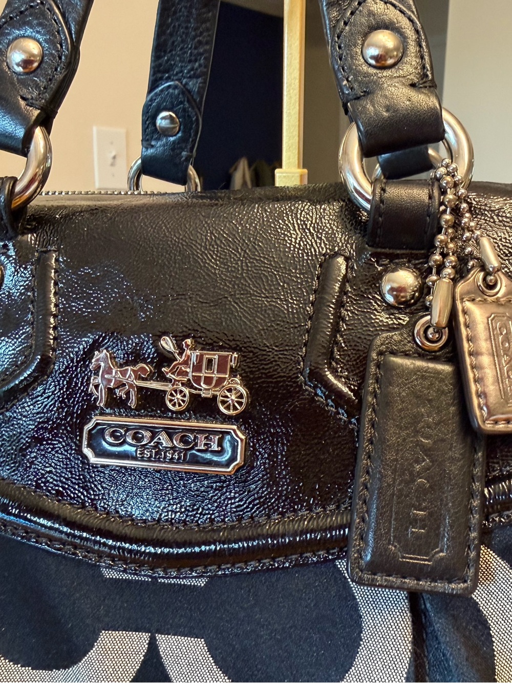 Coach Optic Signature Canvas Satchel Silver Hardware Leather Accents 14294 - Picture 3 of 8